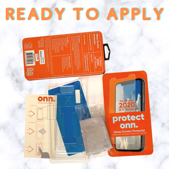 NEW-SET of 2 ONN  5.4 inch Glass Screen Protectors iPhone 2020 12 Mini - Picture 6 of 9